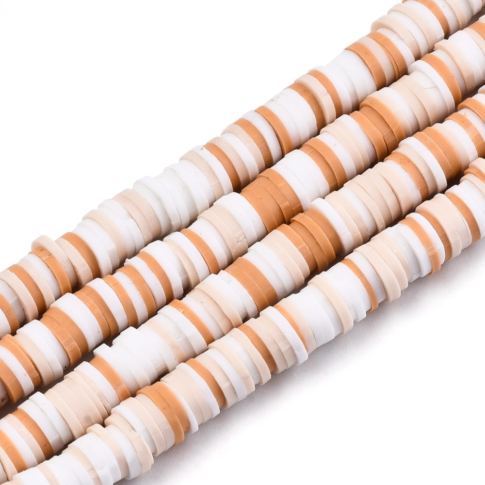 Heishi-Perlen Sand-Mix Polymerclay Perlenscheiben 6x1mm 380-400Stk/Strang