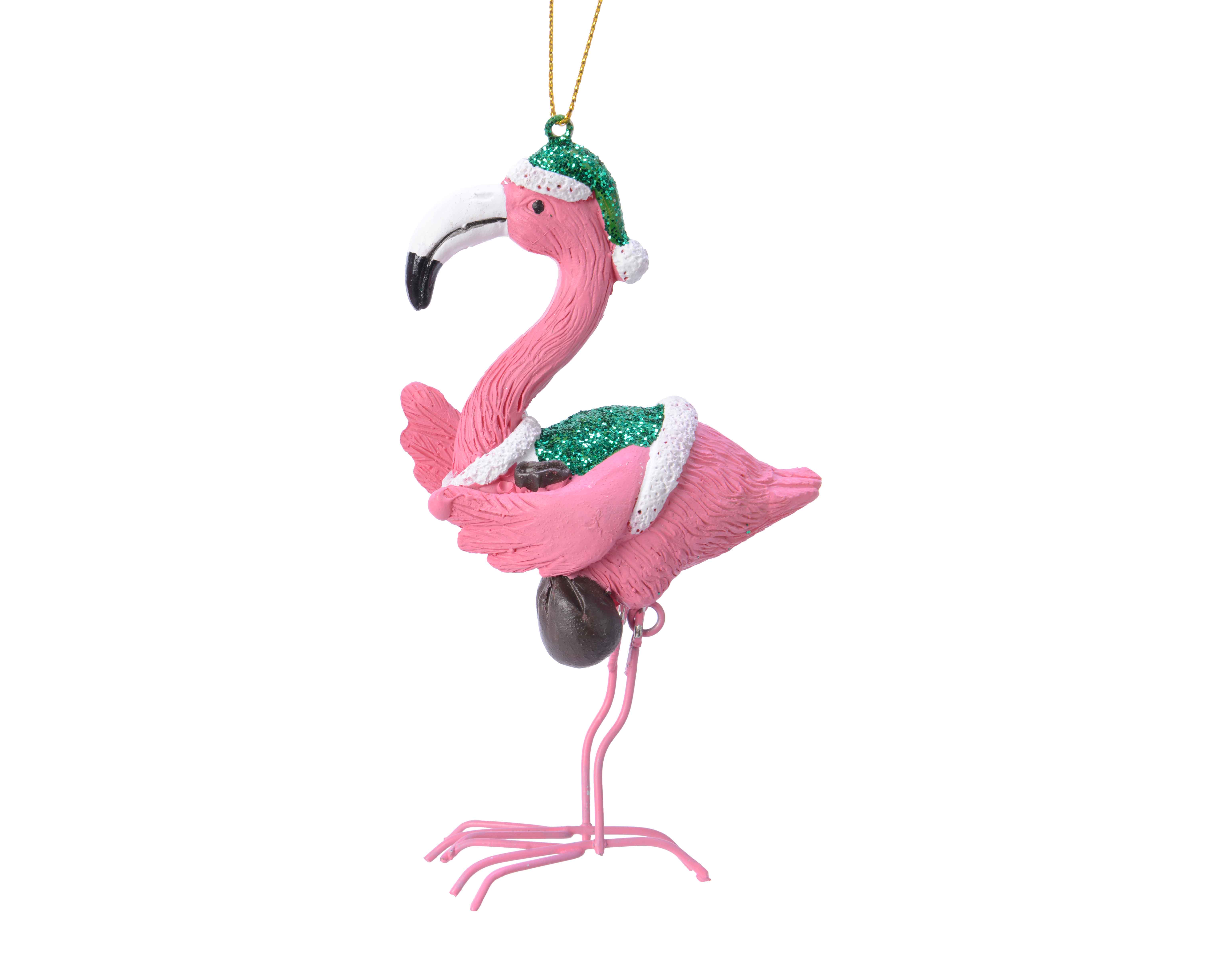 Weihnachts-Flamingo grün Glitter 13,5cm