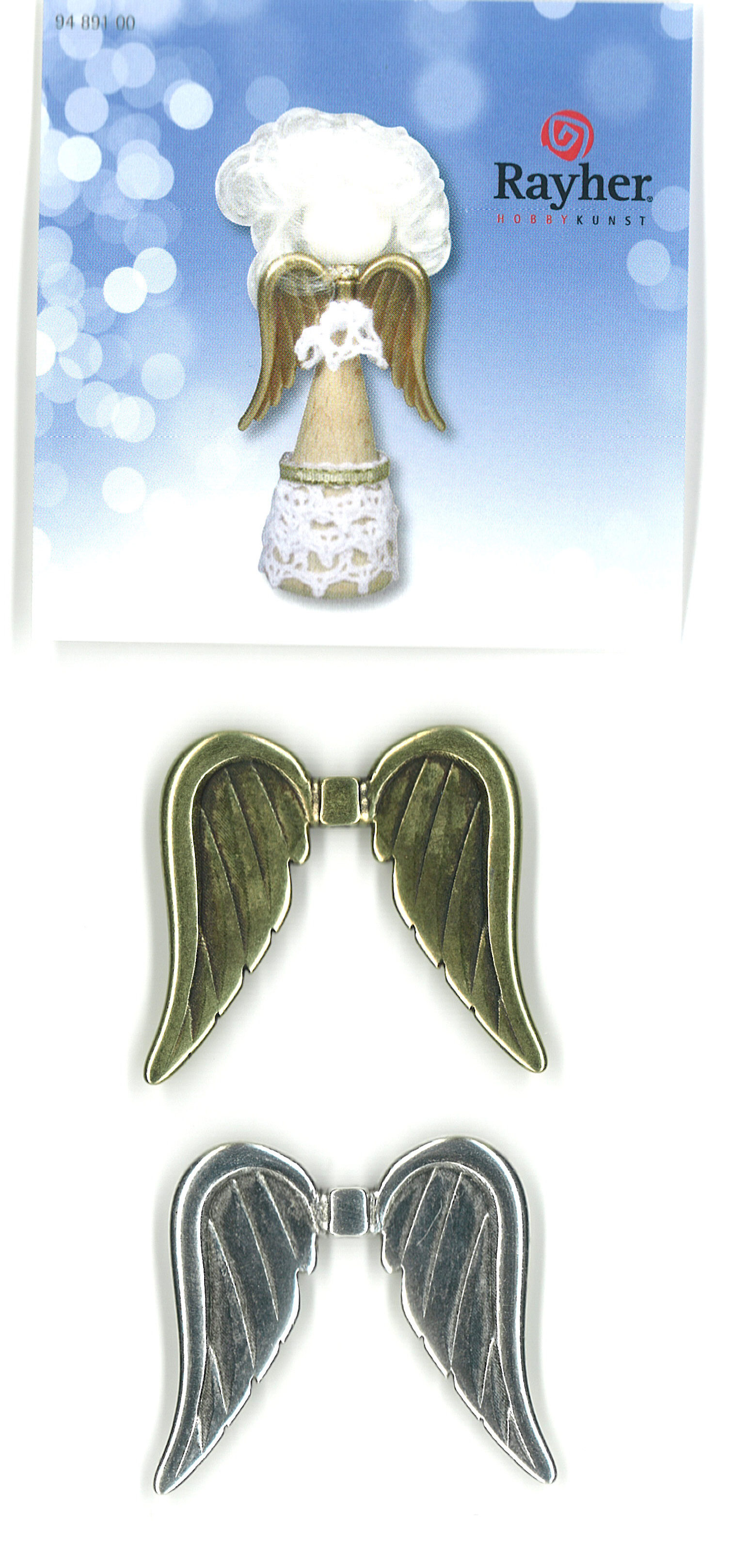 Metall - Engelflügel 3,1x3,4 cm lang gold oder silber