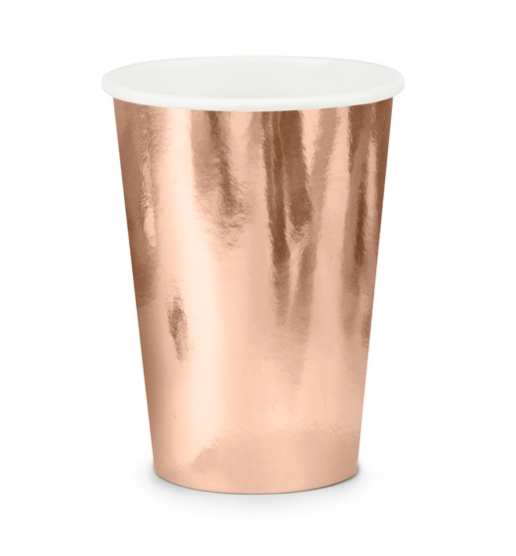 Papierbecher roségold 220ml Paper Cups 6 Stück 