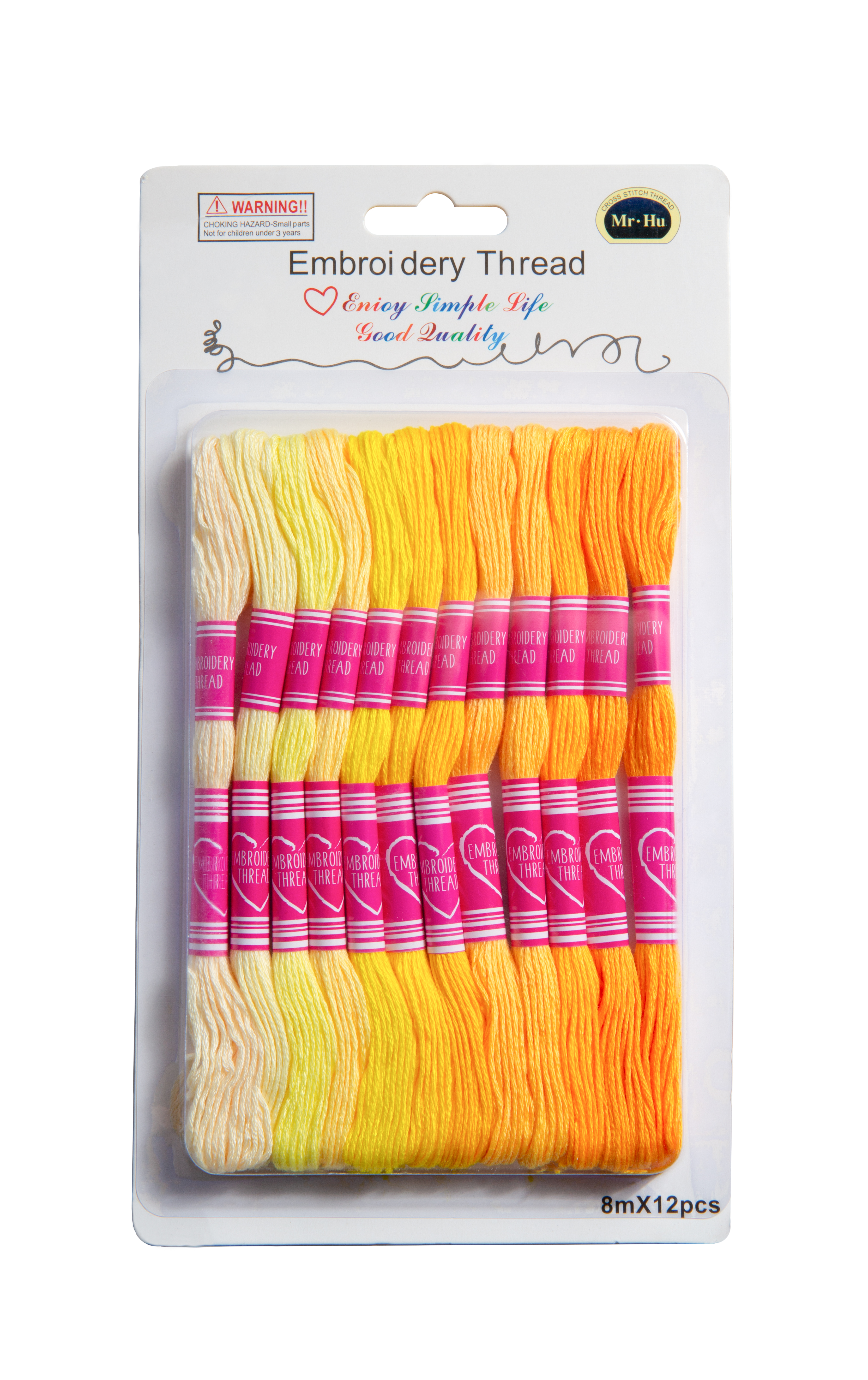 Stickgarn-Set Ombré Farbverlauf 12 Bund á 8m