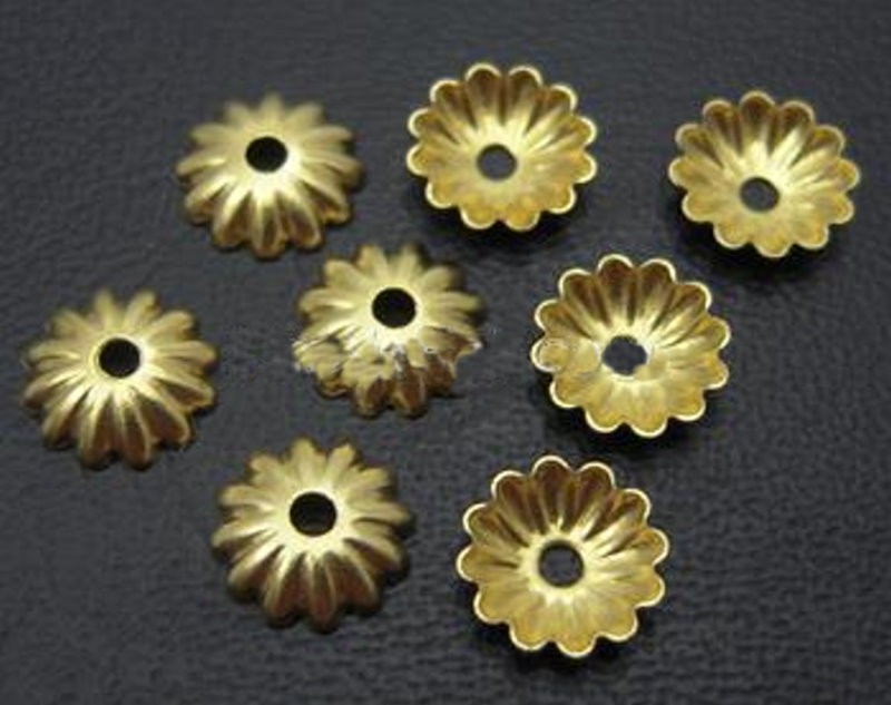 Perlkappen gold 6 mm geschlossen, 25 Stück/Pkg