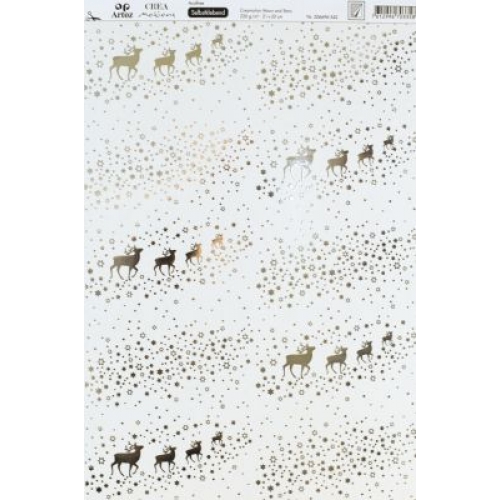 Artoz Weihnachtspapier Rentiere Sterne A4 selbstklebend
