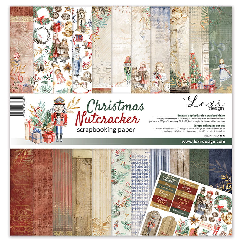 Christmas Nutcracker Scrapbooking Papier Set 11 Blatt doppelseitig 30,5x30,5cm 