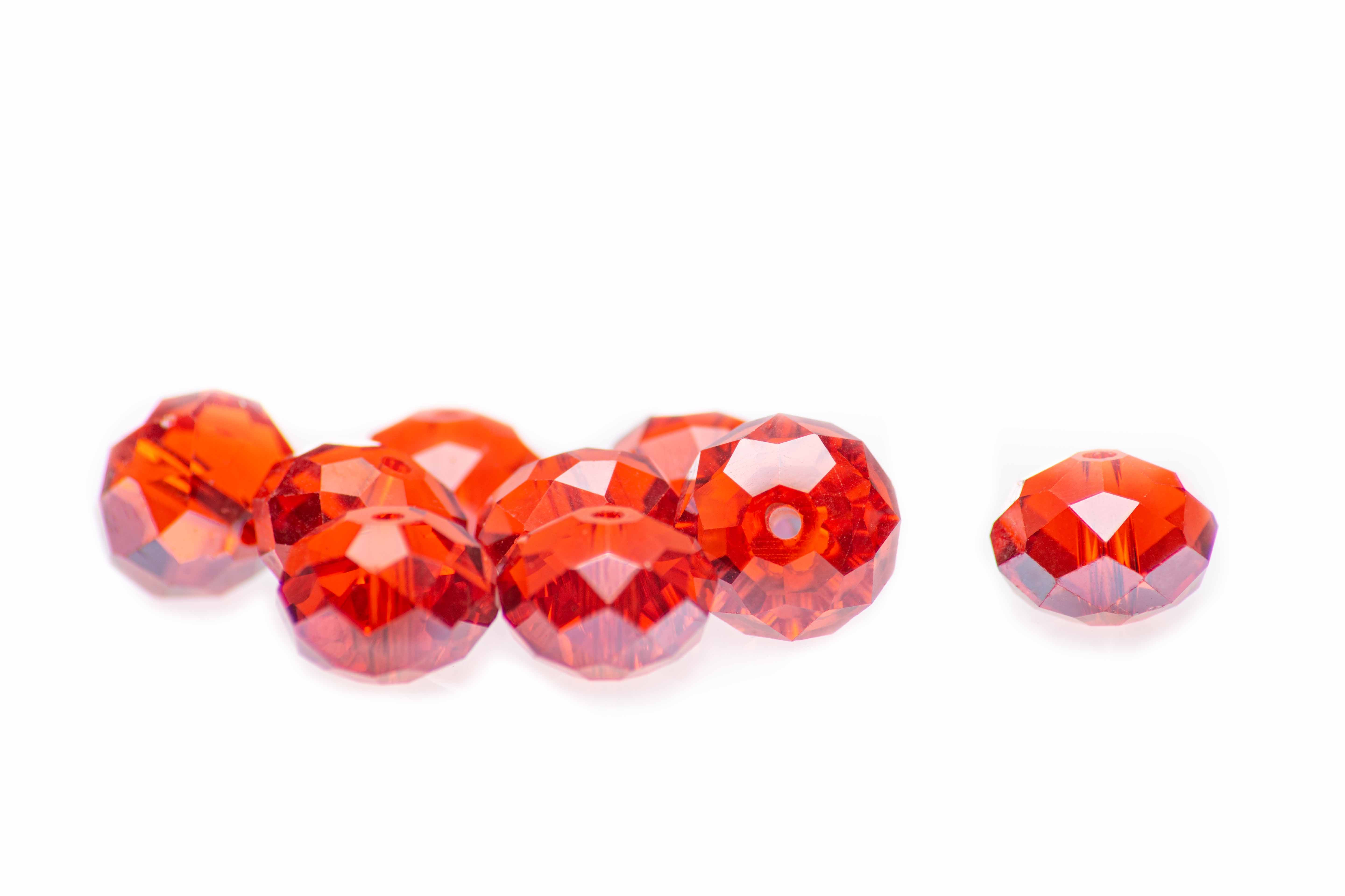 Glasschliffperle Abacus feuerrot 12mm 9 Stück 