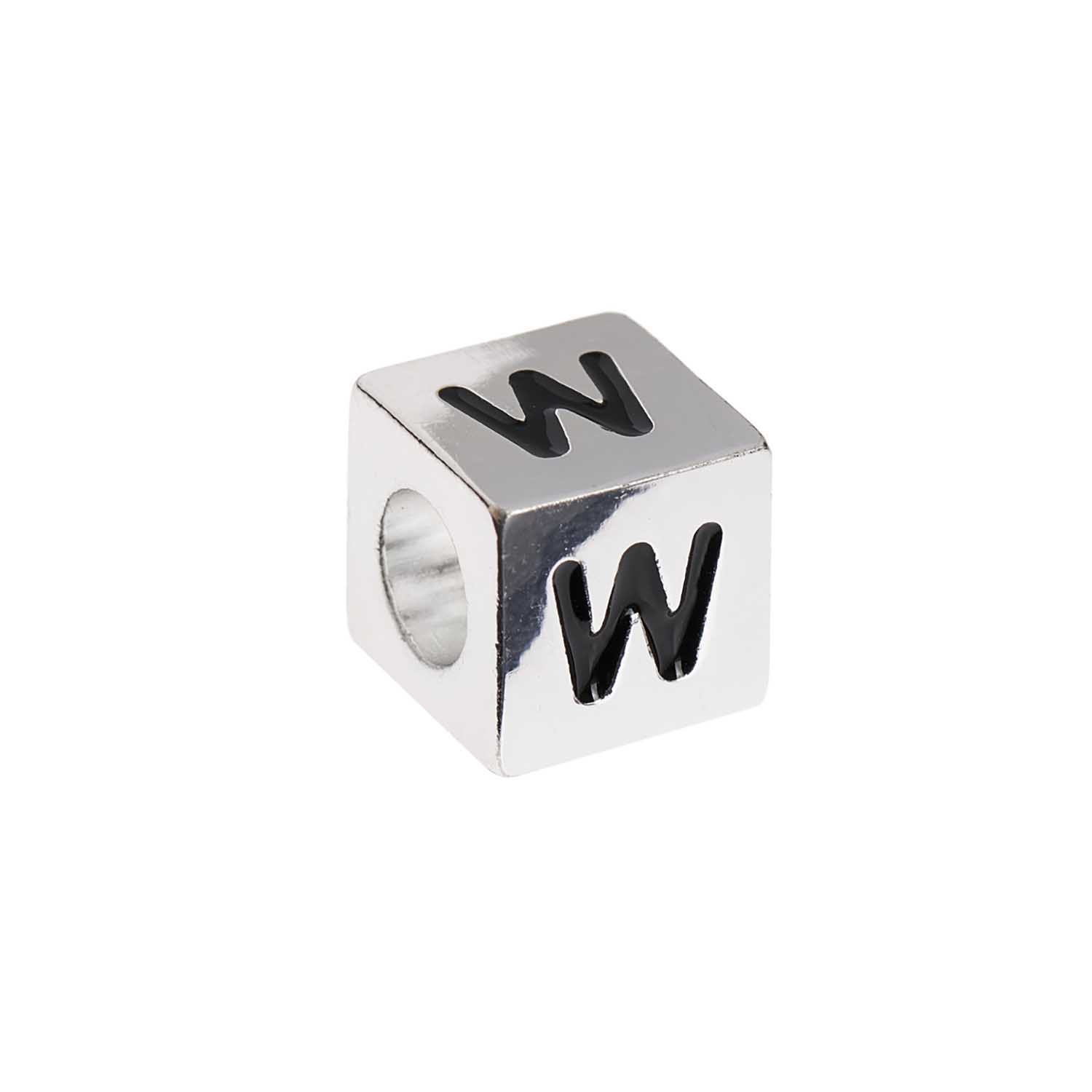 Buchstabenperle-Würfel silber 10x10mm Buchstabenperle-Würfel silber 10x10mm