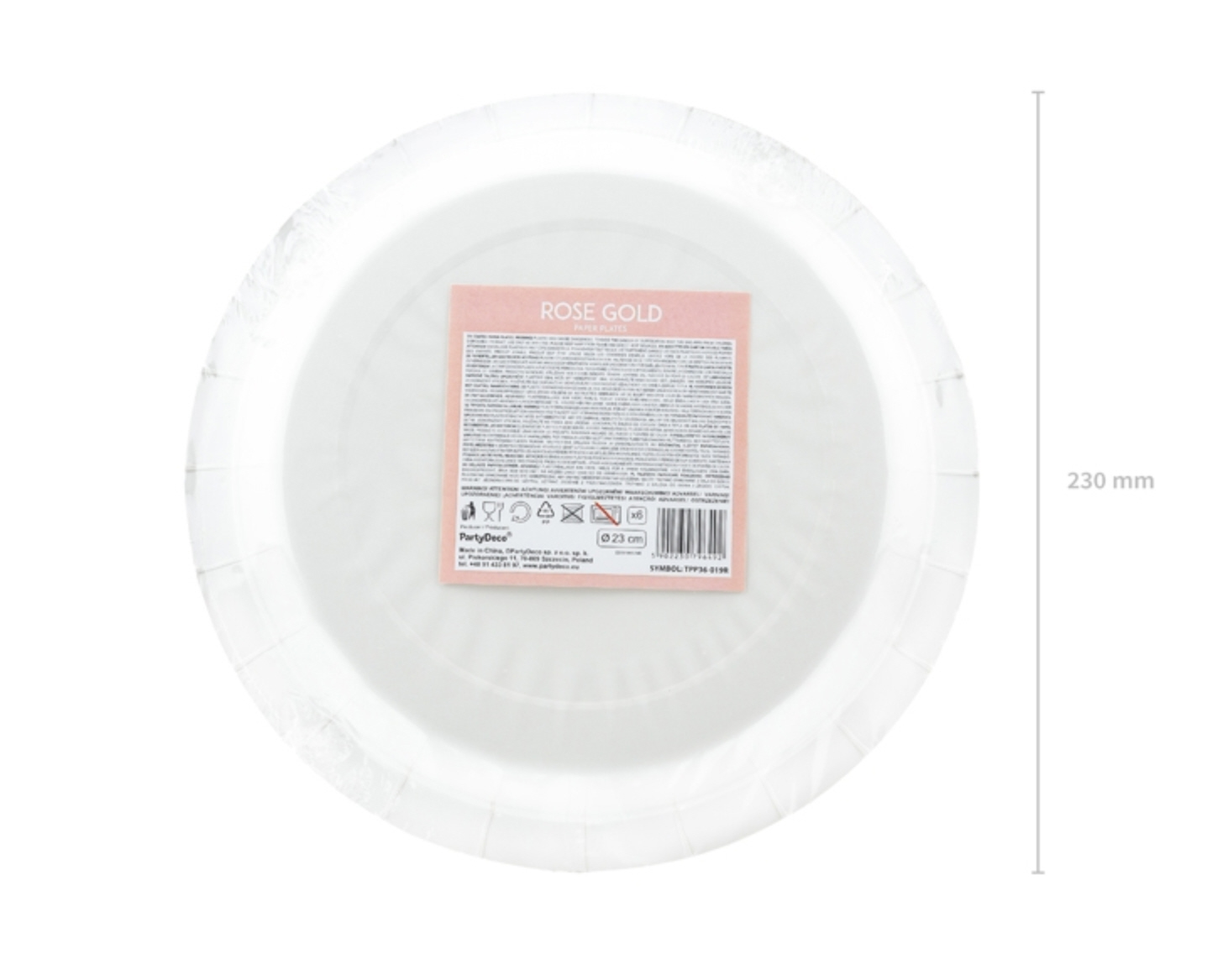 Pappteller roségold glänzend Paper Plates 23cm 6 Stück 