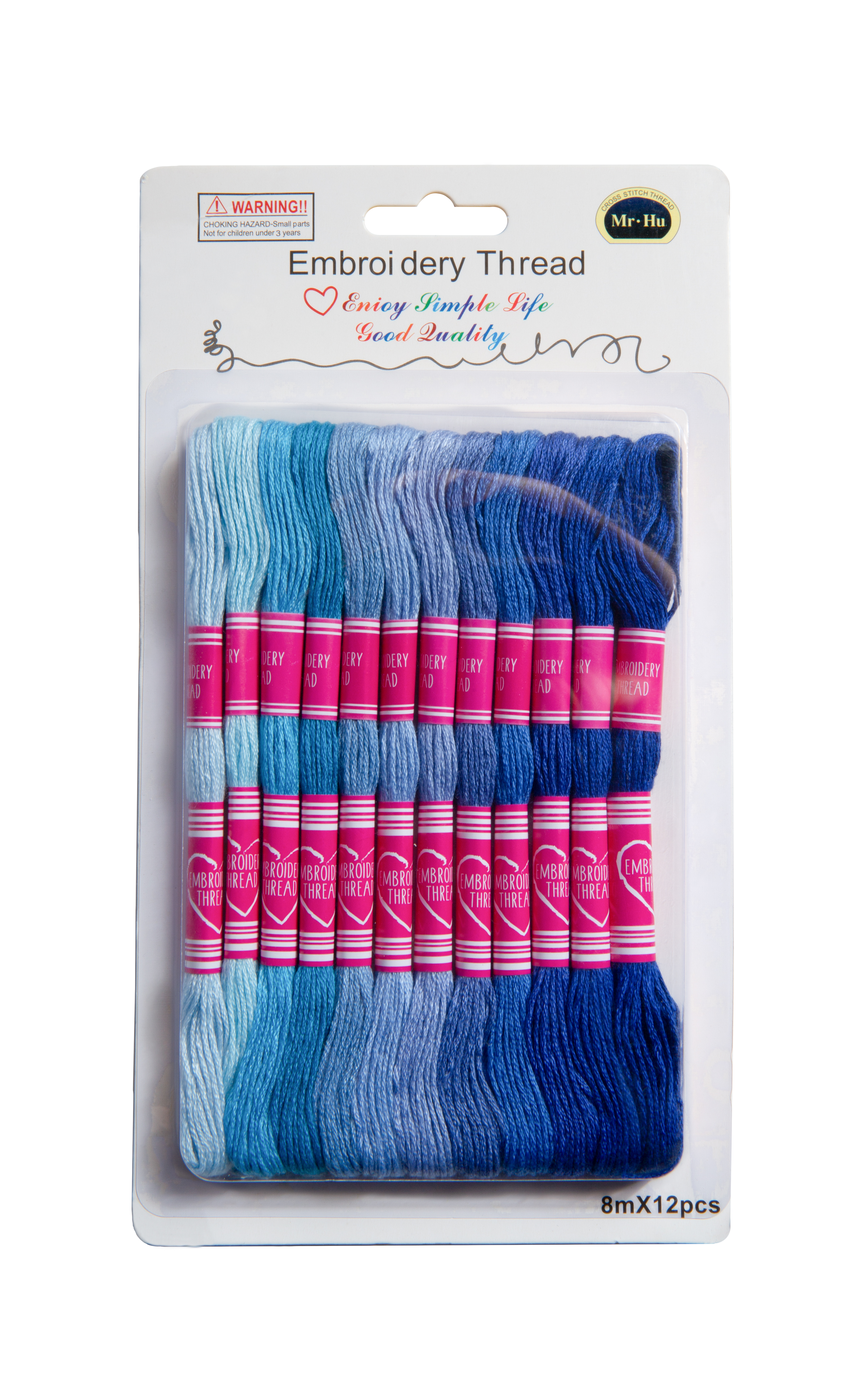 Stickgarn-Set Ombré Farbverlauf 12 Bund á 8m