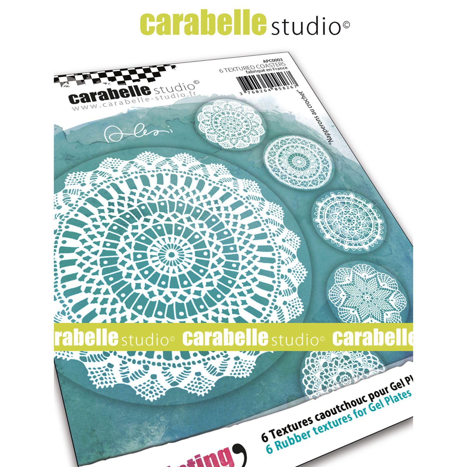 Texturmatte Häkeldeckchen Carabelle Studio Art Printing Textures Coasters Crochet Doilies 6 Stück 9cm