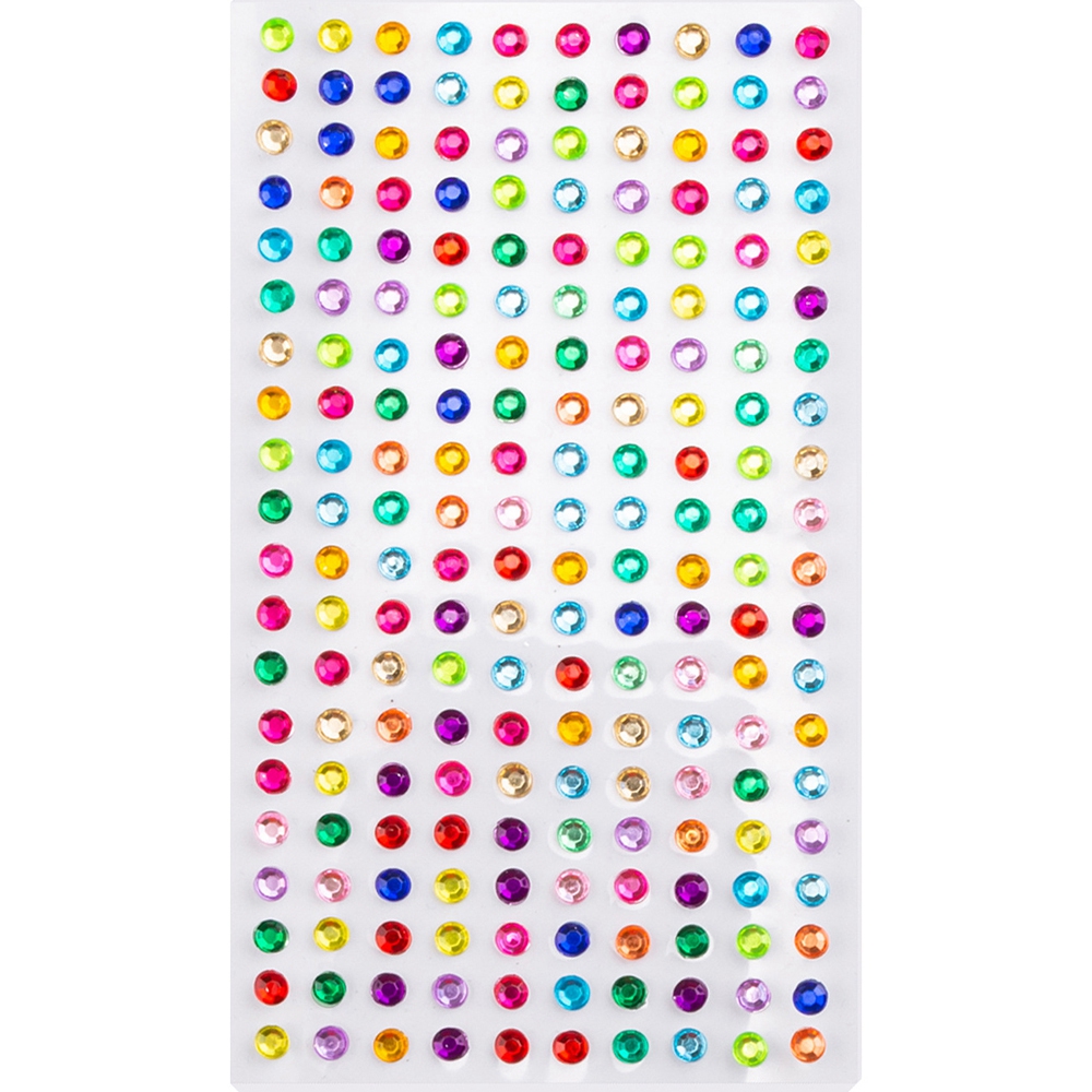 Strasssteine Acrylic Rhinestone 4mm bunt sortiert 200 Steinchen/Bogen