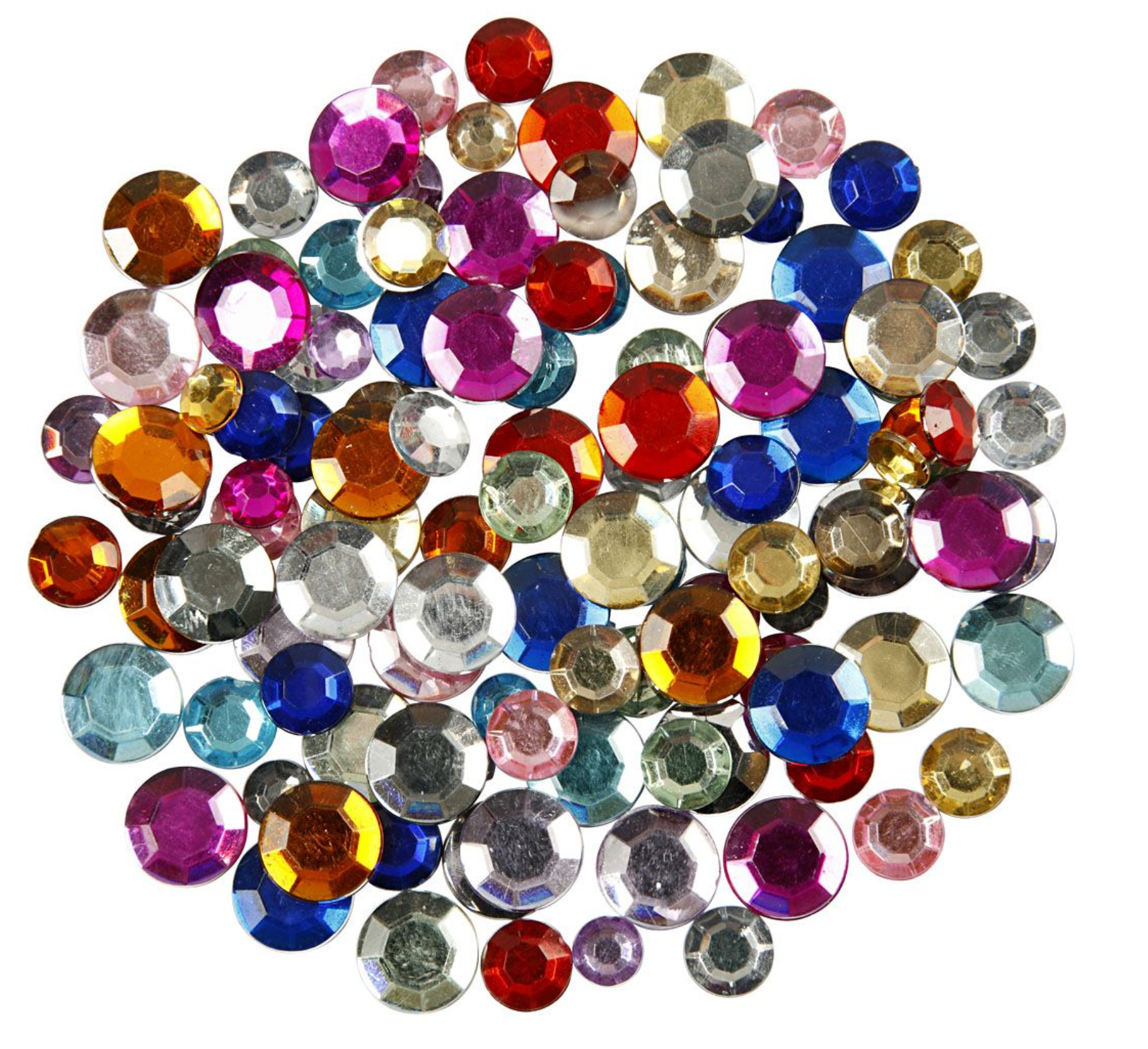 Strasssteine rund Ø 6+9+12 mm Farben-Mix bunt 3600 Stück / Packung 