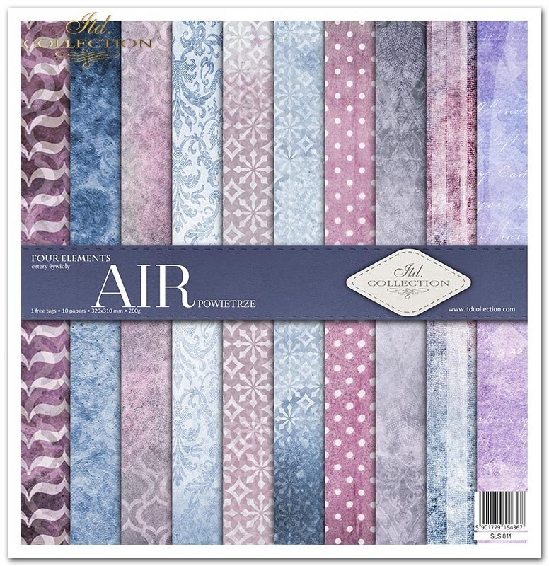 Scrapbooking Papier Set Air Four Elements 10 Bögen 31x32cm 200g/m²