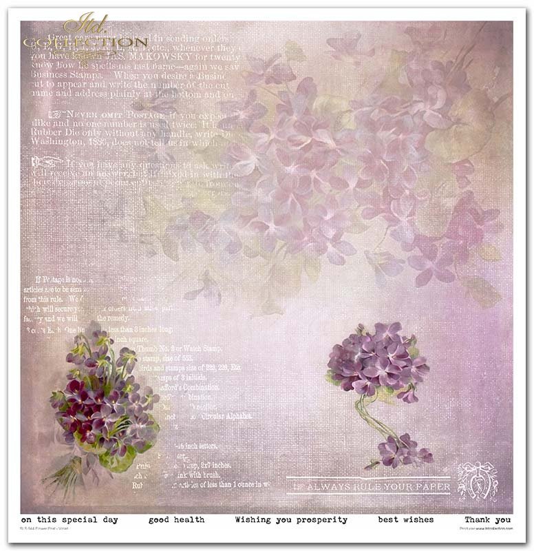 Scrapbooking Papier Set Flower Post Violet 10 Bögen 31x32cm 200g/m²