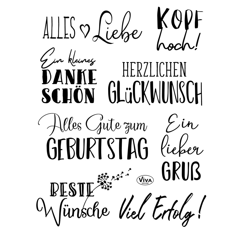 Viva Silikonstempel "Alles Liebe" Clear stamps, 14 x18cm