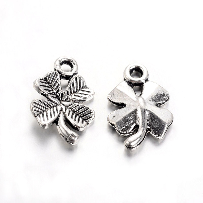 Anhänger Glücksklee antiksilber, 15x10mm, per Stück