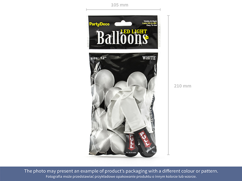 LED Luftballons LED Light Balloons, weiß, 5 Stück, 25cm, Ballons