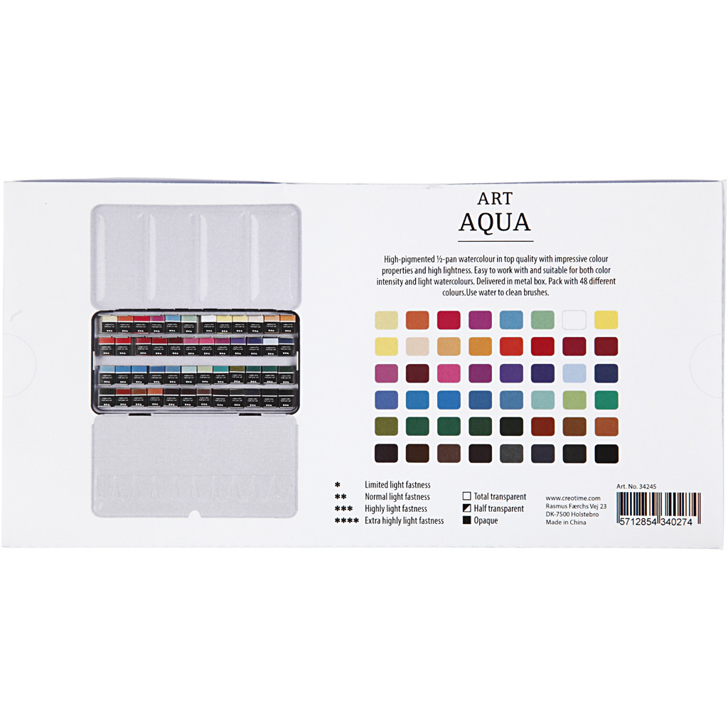 Art Aqua Aquarellfarben Wasserfarben 48 Farben Kasten