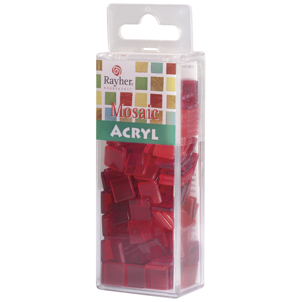 Acrylmosaik transparent klassikrot, 1x1 cm, 50 g/ ca. 205 Stück Acryl-Mosaik