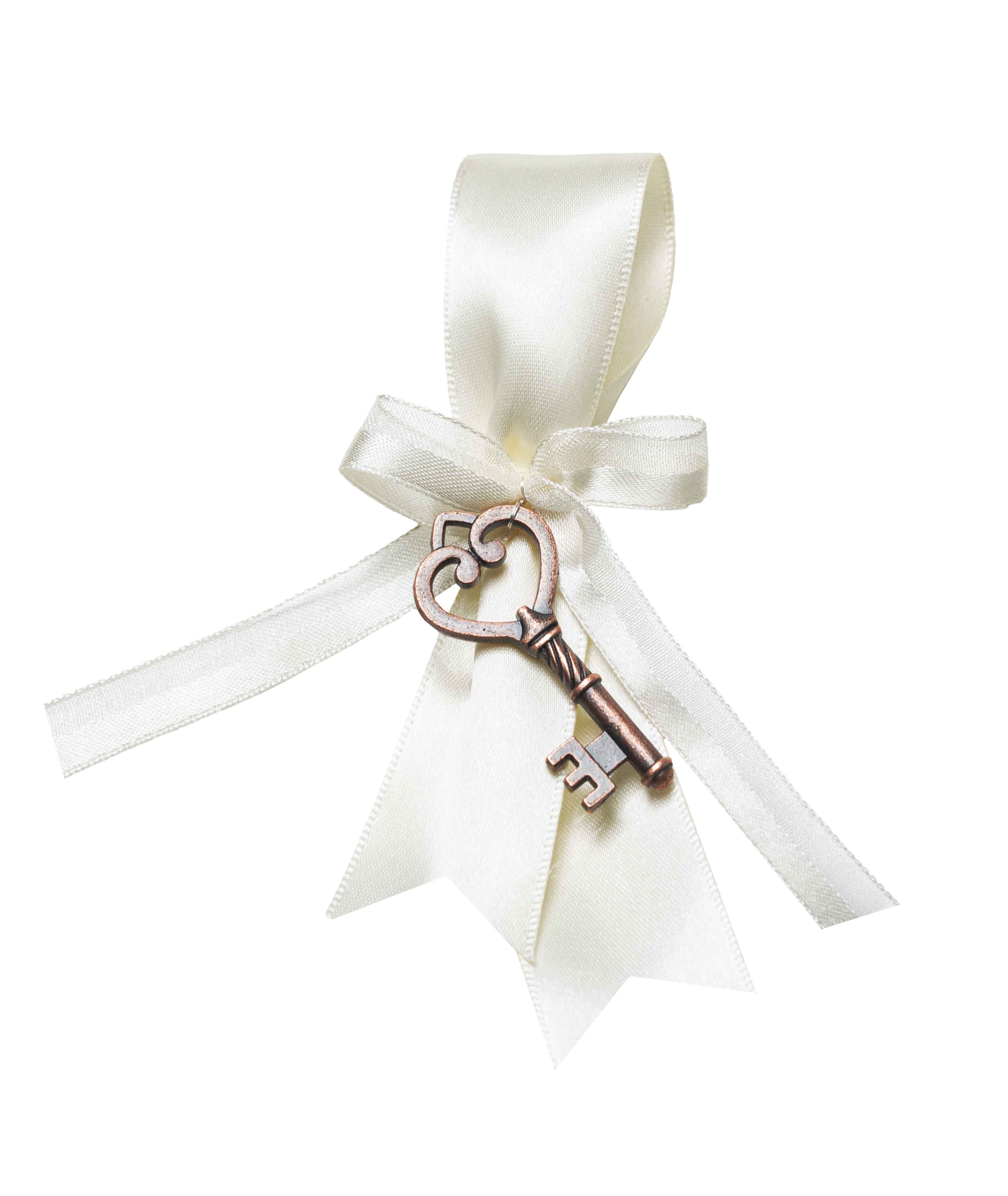 Hochzeitsanstecker Schleife mit Schlüssel 11x2,5cm mit Anstecknadel