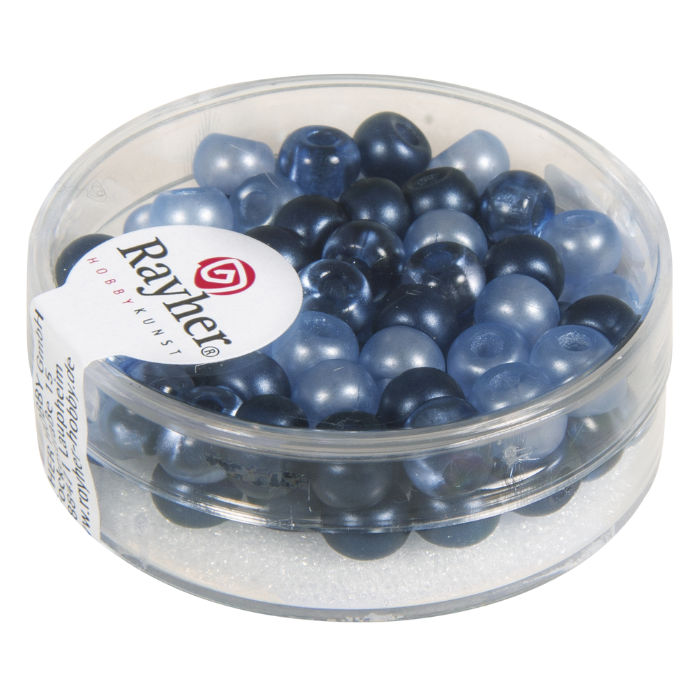 Rocailles Perlen mit Großloch, blau Mix, 5,5mm, 80 Stück