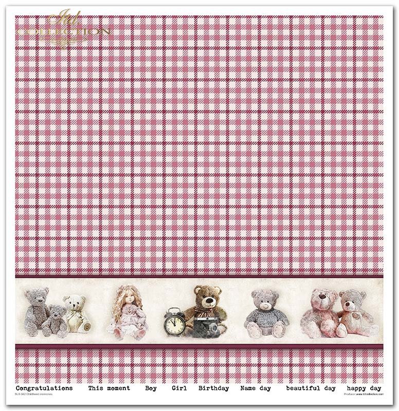 Scrapbooking Papier Set Childhood Memories rosa 10 Bögen 31x32cm 200g/m²