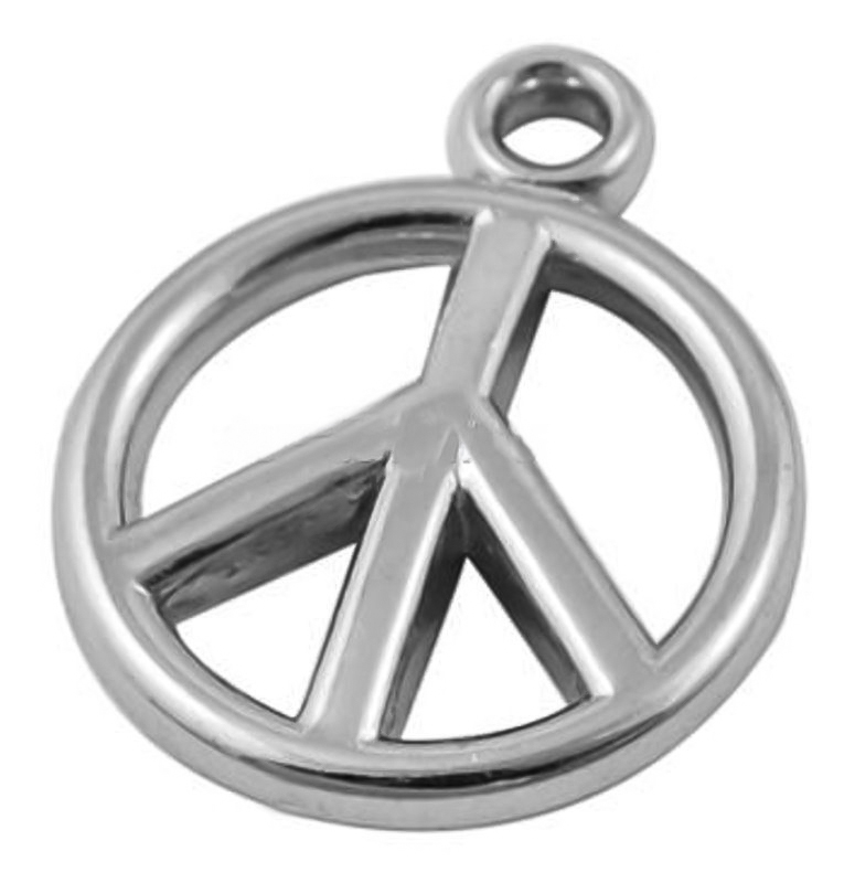Acrylanhänger Peace Zeichen silbern 15mm 5 Stück 