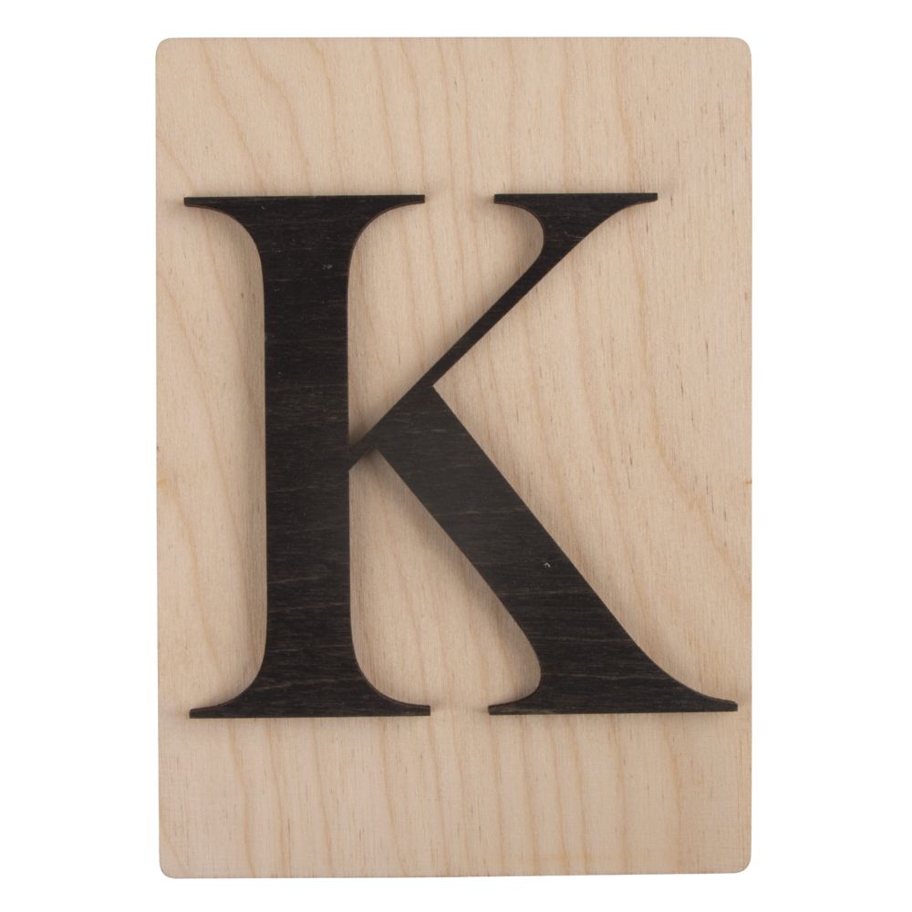 Holzbuchstaben schwarz auf Holzfliese, 10,5x14,8cm, per Stück