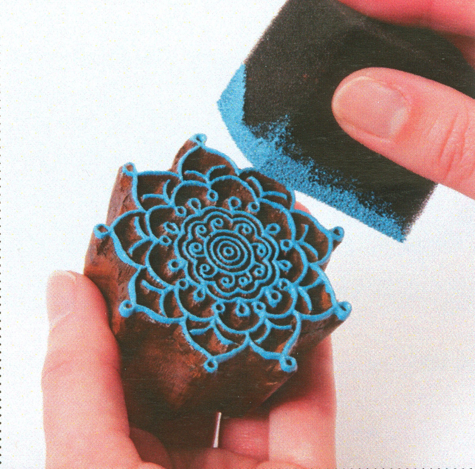 Blockdruck Ornament Baroque Block Printing Stamps Blockstempel  7x7cm