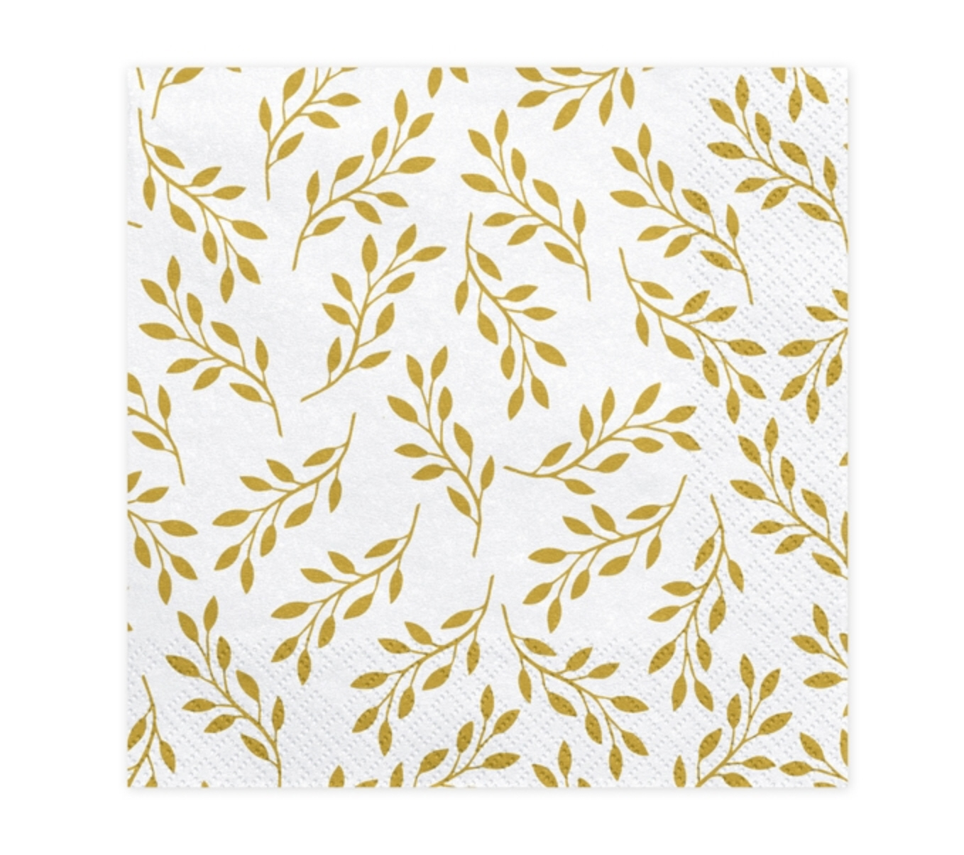 Serviette weiß mit Zweigen gold Napkins Branches with leaves 33x33cm 