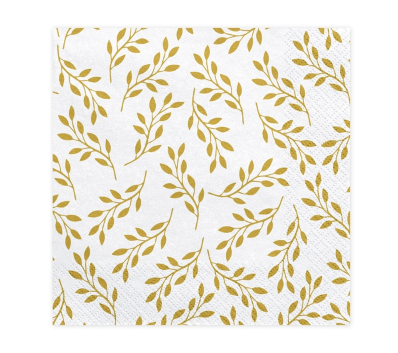 Serviette weiß mit Zweigen gold Napkins Branches with leaves 33x33cm 