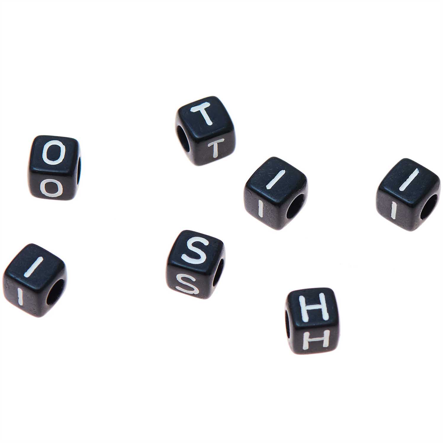Buchstaben Mix Würfel schwarz/weiß 6x6mm 99 Stück Buchstaben Mix Würfel schwarz/weiß 6x6mm 99 Stück
