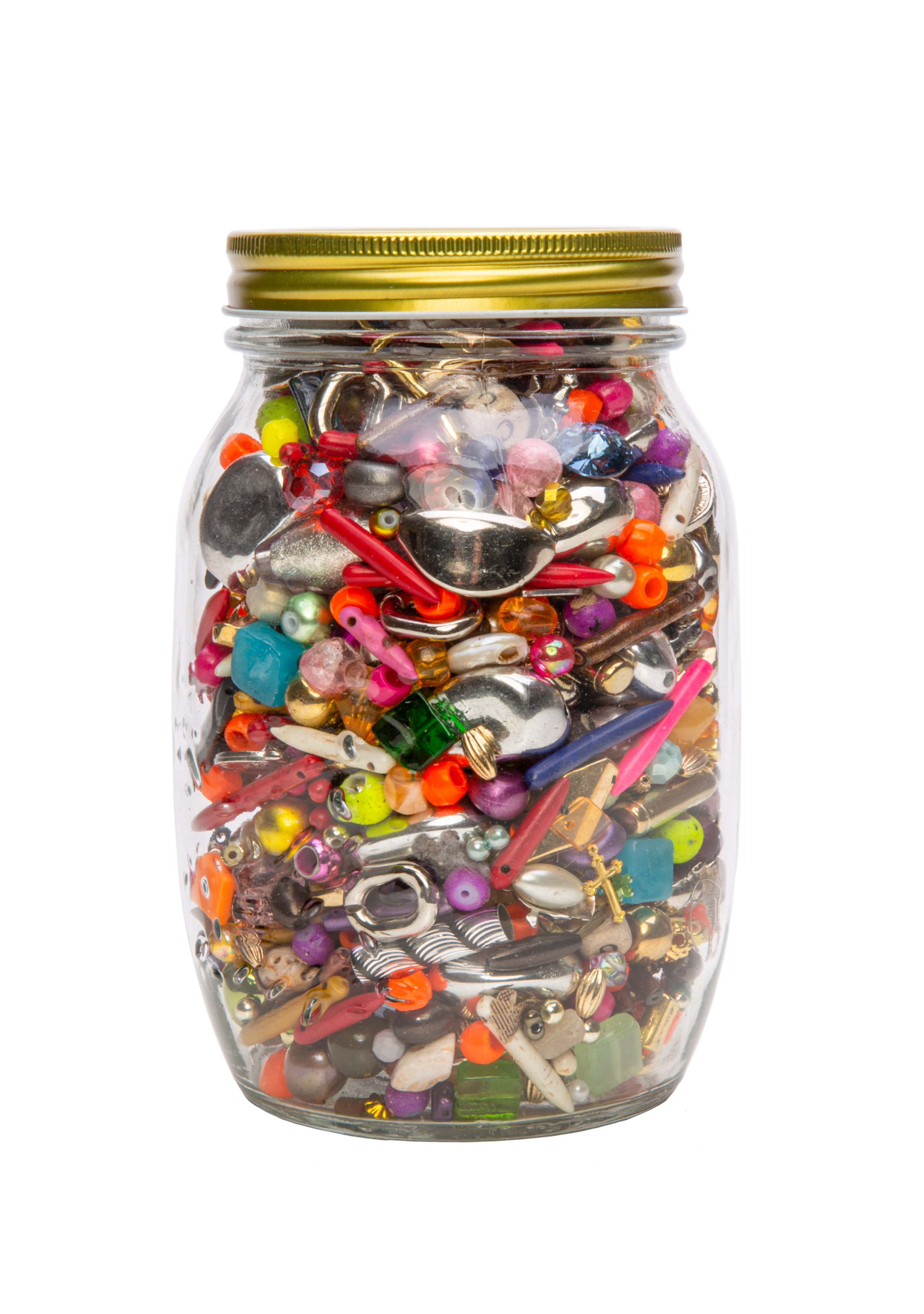 1 Liter Glas voller Perlen, gemischtes Material und Größen