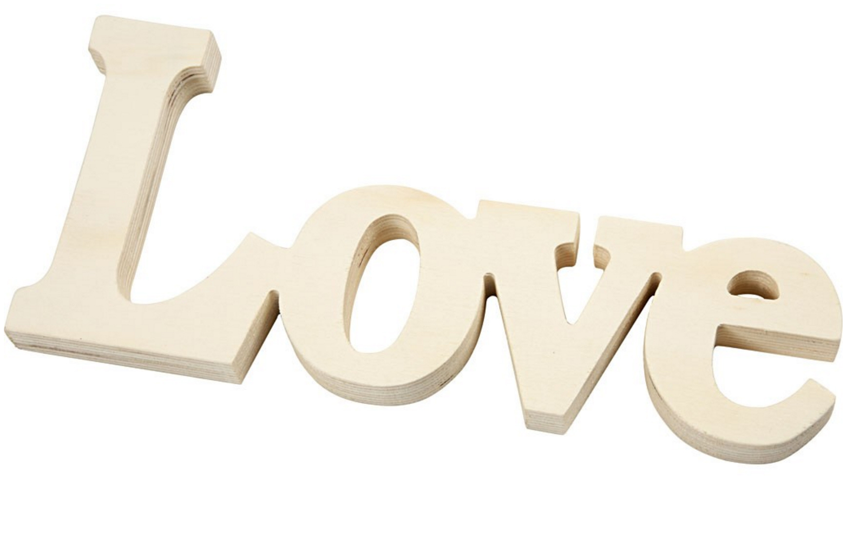 Schriftzug Love Holzschrift Holzbuchstaben Dekorationswort  23x10 cm, Stärke: 15 mm