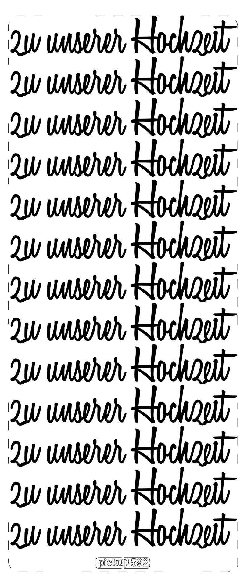 Konturensticker zu unserer Hochzeit  Stickerbogen Oberfläche matt 10x23cm