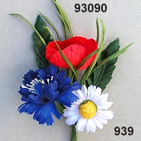 Hochzeitsanstecker Wiesenblumen (Mohn,Korn,Margarite) 9cm ohne Anstecknadel