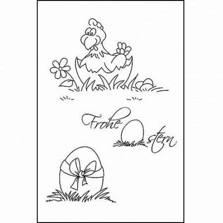  Silikonstempelset Stempel Clear, Frohe Ostern, A7 74x105mm , 3- teilig, transparent