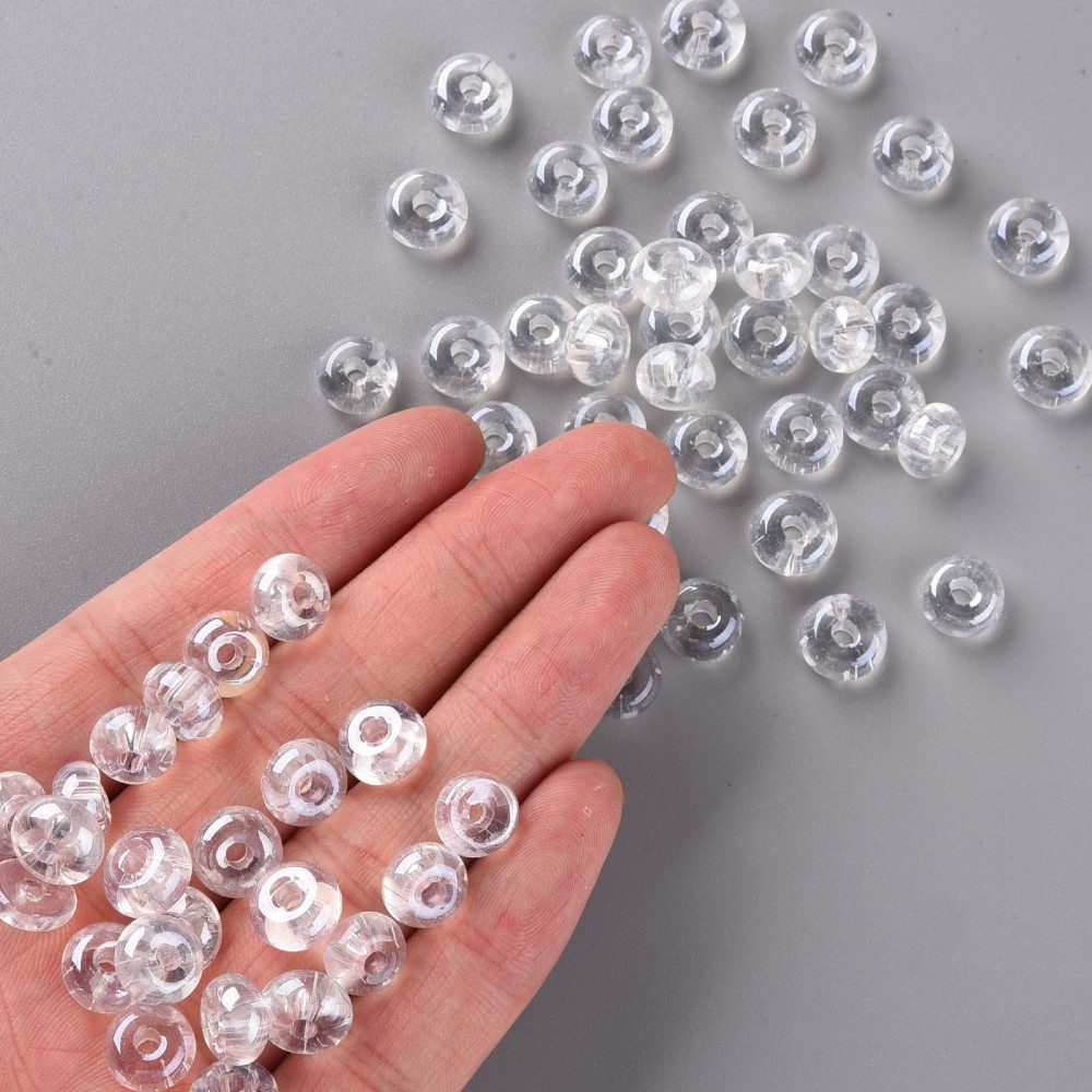 Glas-Rondellperlen kristall transparent 9x5mm Loch: 2,5mm 50 Stück 