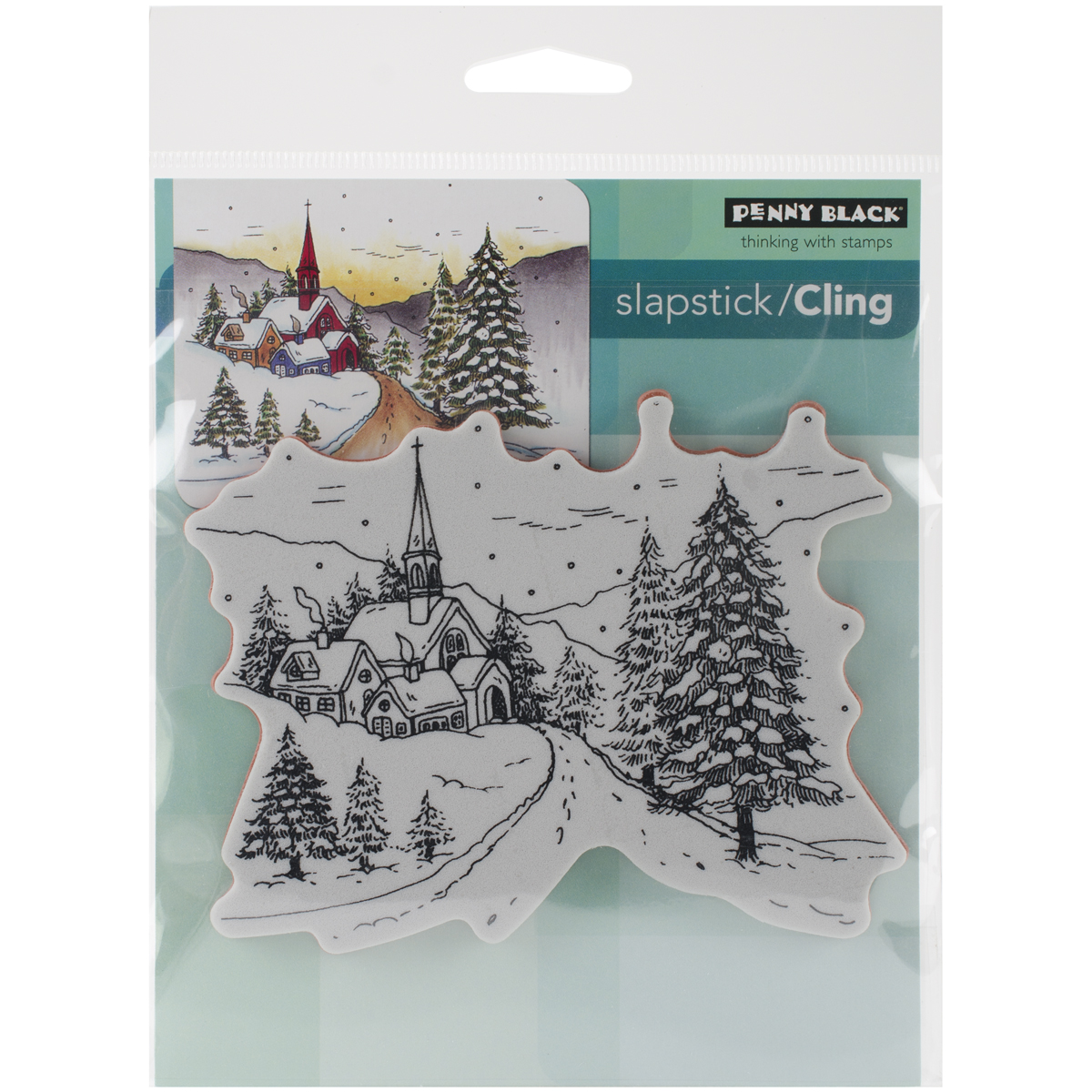 Penny Black Snowy Hamlet Winterlandschaft Schneelandschaft Gummistempel Rubber Stamp Cling Stamps 5"X7"