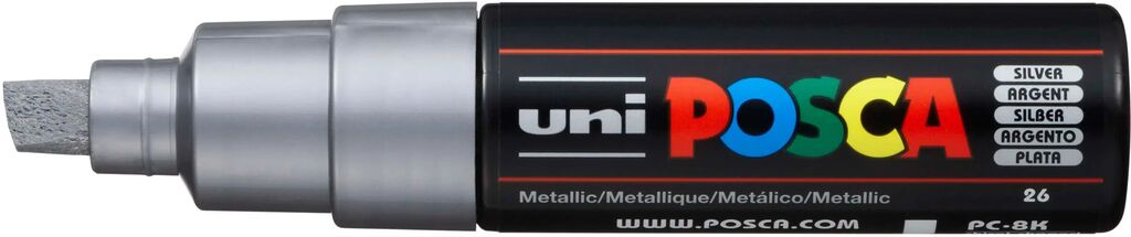 UNI POSCA Marker PC-8K SILBER breite Keilspitze 8 mm UNI POSCA Marker PC-8K SILBER breite Keilspitze 8 mm