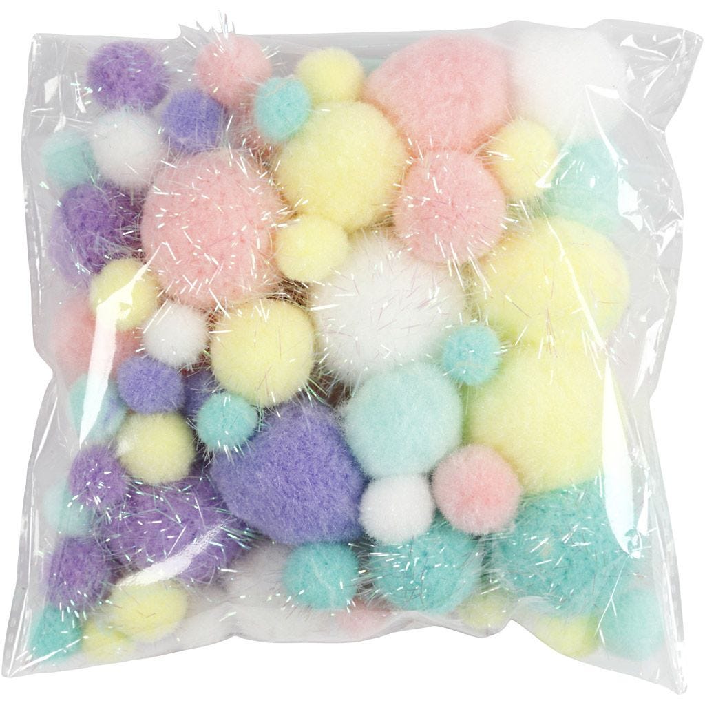 Pompoms pastell Farben Set 15-40mm 62g