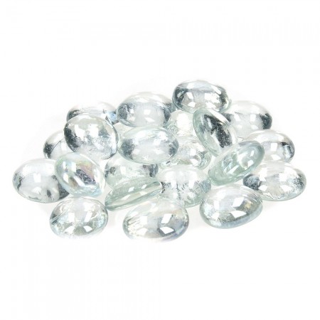 Glas Nuggets klar irisierend, 18-20 mm, 100g/ca. 20 Stück Glasnuggets Glasdrops Muggelsteine