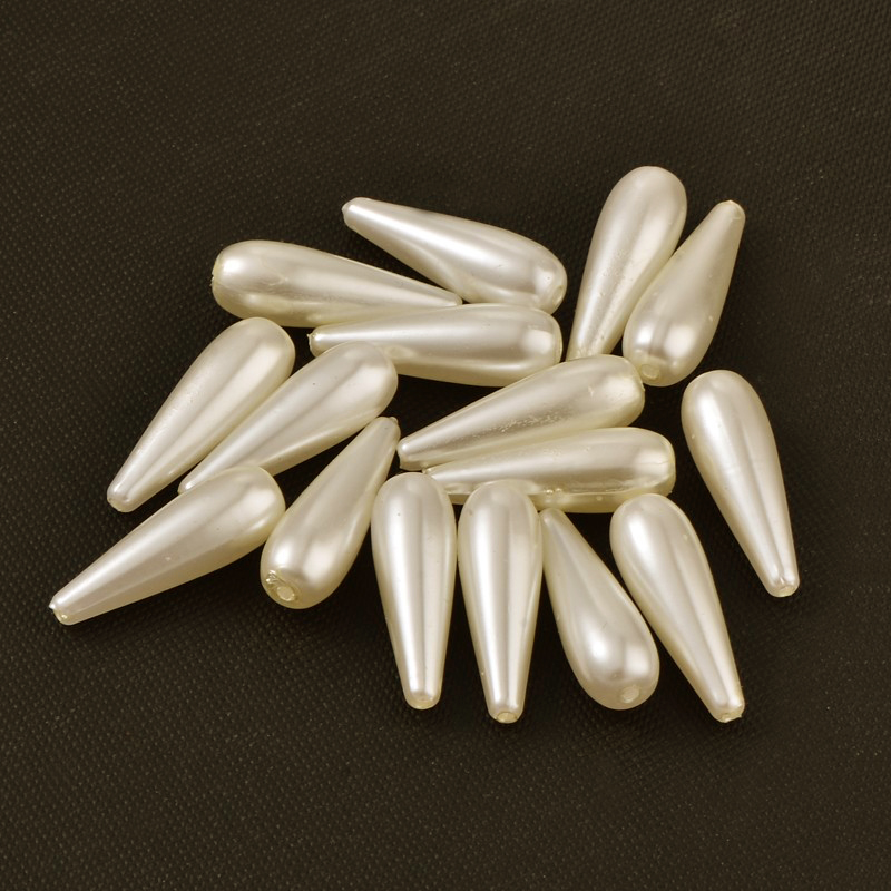 Wachsperle Tropfen weiß 30x10mm,  25 Stk/Pkg.