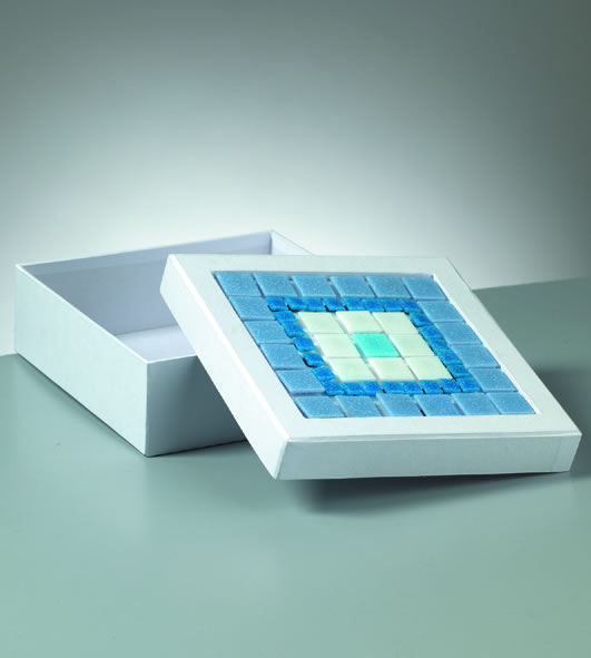 Mosaikbox weiß quadratisch 17x17x6 cm Pappschachtel Mosaix Pappbox