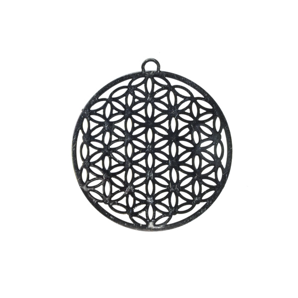 Metallanhänger Blume des Lebens, 31mm, silberfärbig