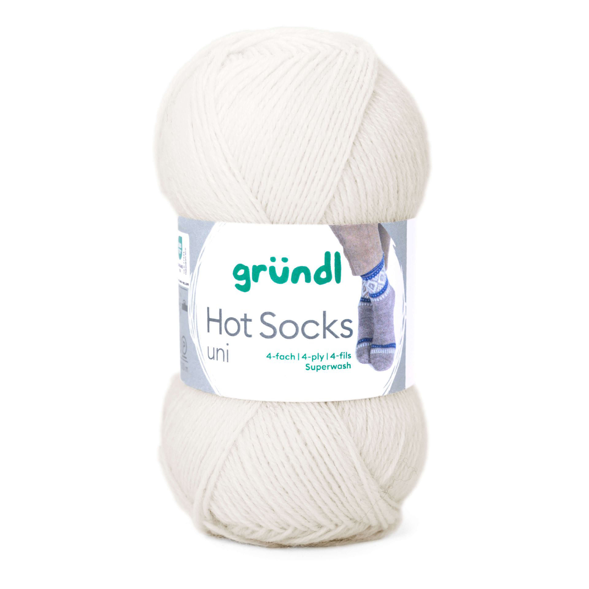 Hot Socks uni 50 CREME Sockenwolle 4-fach superwash 50g/210m