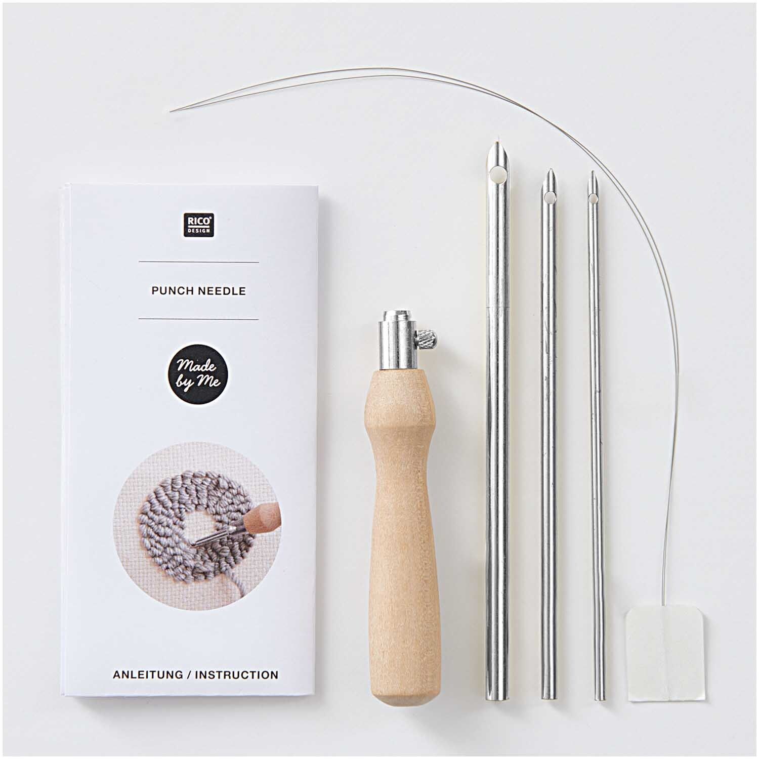 Punch Needle Holz Set inkl. 3 Nadelstärken (2mm, 3mm, 4,5mm) verstellbare Schlaufenlänge