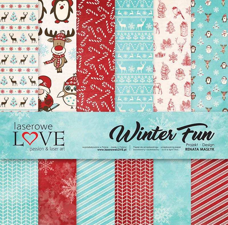 Winter Fun Scrapbooking Papier Set 6 Blatt doppelseitig 30x30cm 