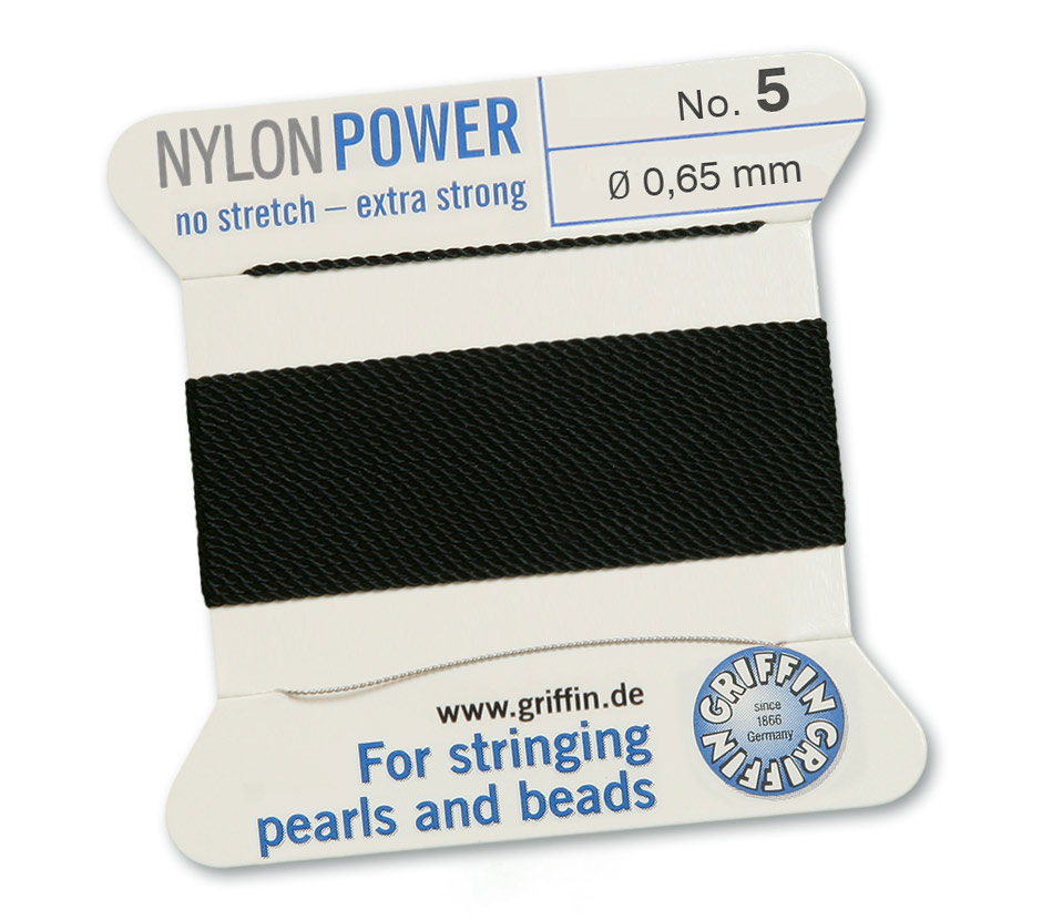 Griffin Perlseide No. 5 Nylon Perlenfädelgarn mit Nadel ,  0,65mm