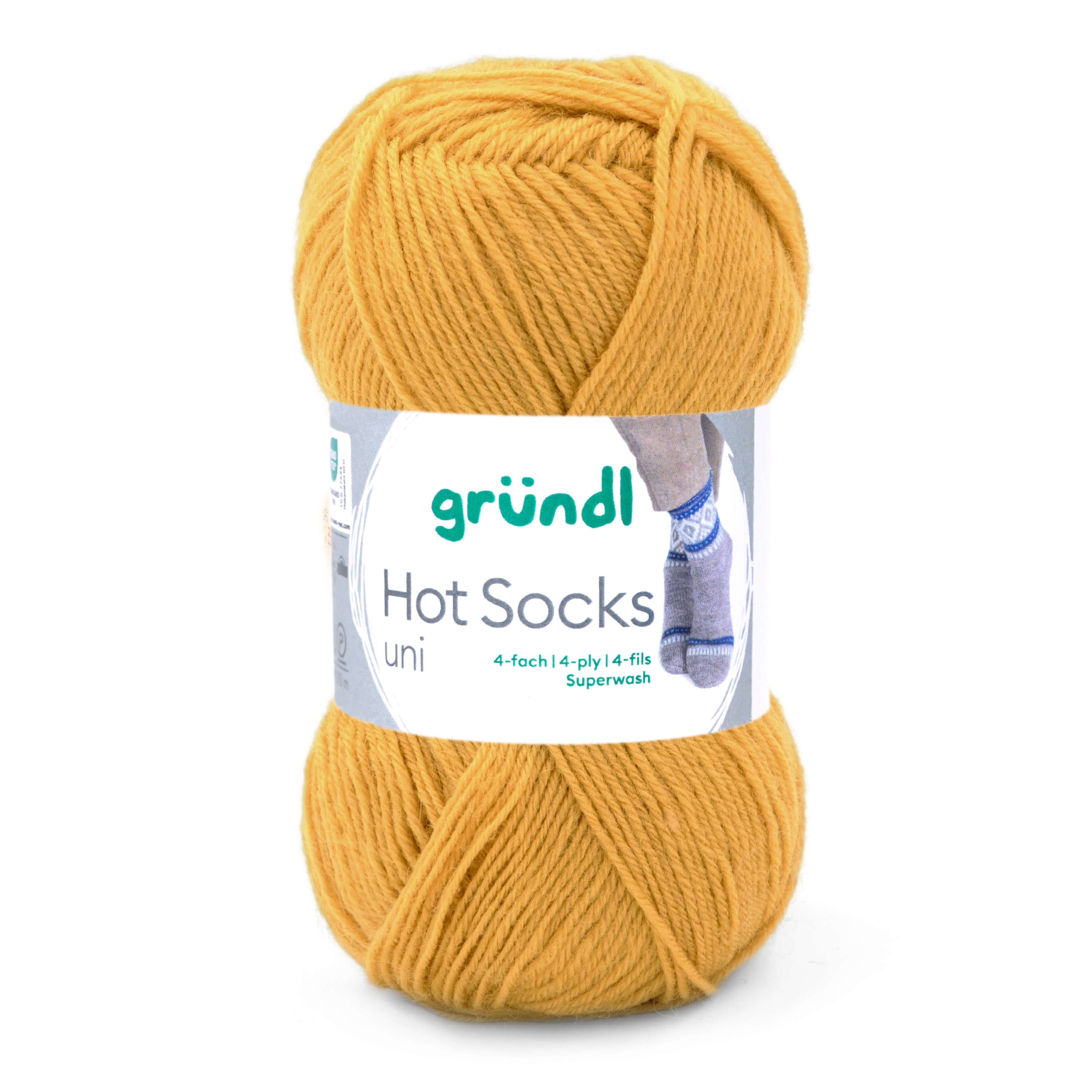 Hot Socks uni 50 CURRY Sockenwolle 4-fach superwash 50g/210m