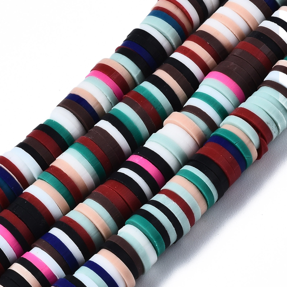 Heishi-Perlen Bunt-Mix Polymerclay Perlenscheiben 4x1mm 380-400Stk/Strang Heishi-Perlen Bunt-Mix Polymerclay Perlenscheiben 4x1mm 380-400Stk/Strang